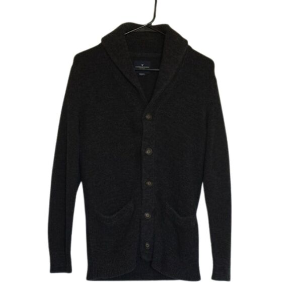 American Eagle Cardigan Sweater Mens XS Pockets Lapel Chunky Grandpa Preppy Fall - Picture 1 of 11